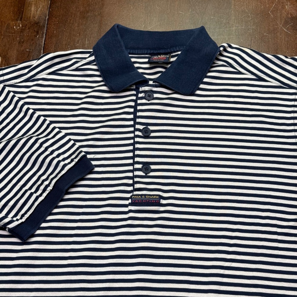 Paul & Shark Yachting Polo Shirt Mens Small Blue White Striped Made in Italy